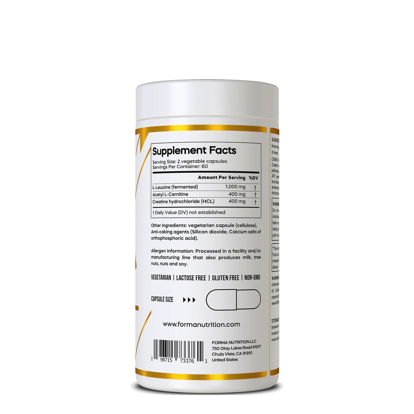 FORMA NUTRITION Advanced CN3RGY Leucine-Carnitine-Creatine 120 Capsules